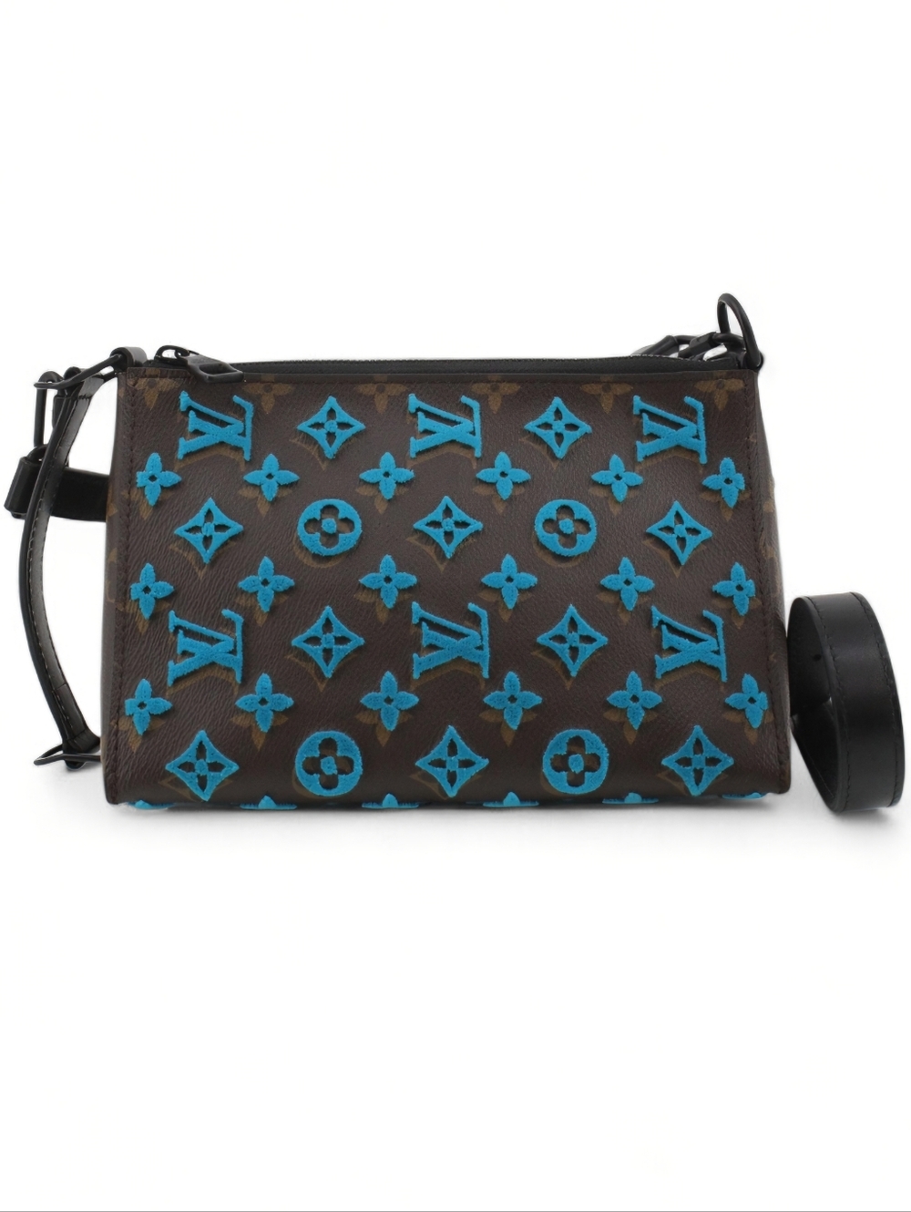 Louis Vuitton Tuffetage Triangle Crossbody Bag Monogram Turqoise Canvas. - Picture 2 of 2